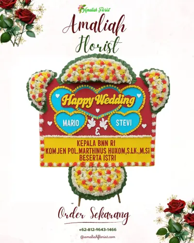 Karangan Papan Bunga Pernikahan di Demulih